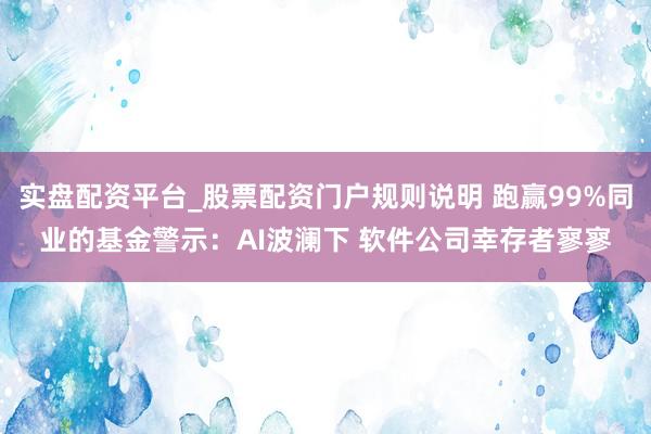 实盘配资平台_股票配资门户规则说明 跑赢99%同业的基金警示：AI波澜下 软件公司幸存者寥寥