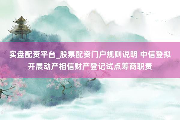 实盘配资平台_股票配资门户规则说明 中信登拟开展动产相信财产登记试点筹商职责